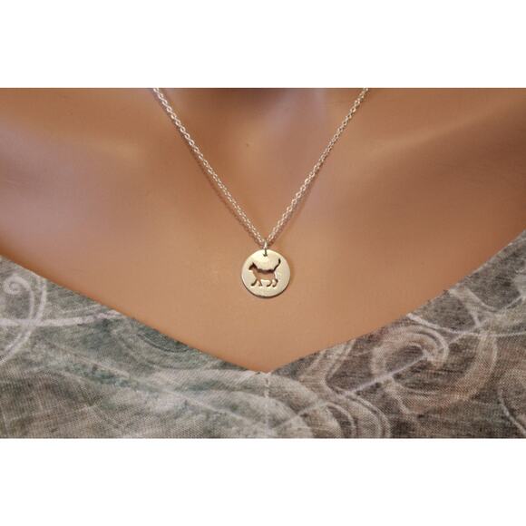 Sterling Silver Cat Necklace, Cat Cutout Necklace, Cat Silhouette Necklace - Picture 1 of 3